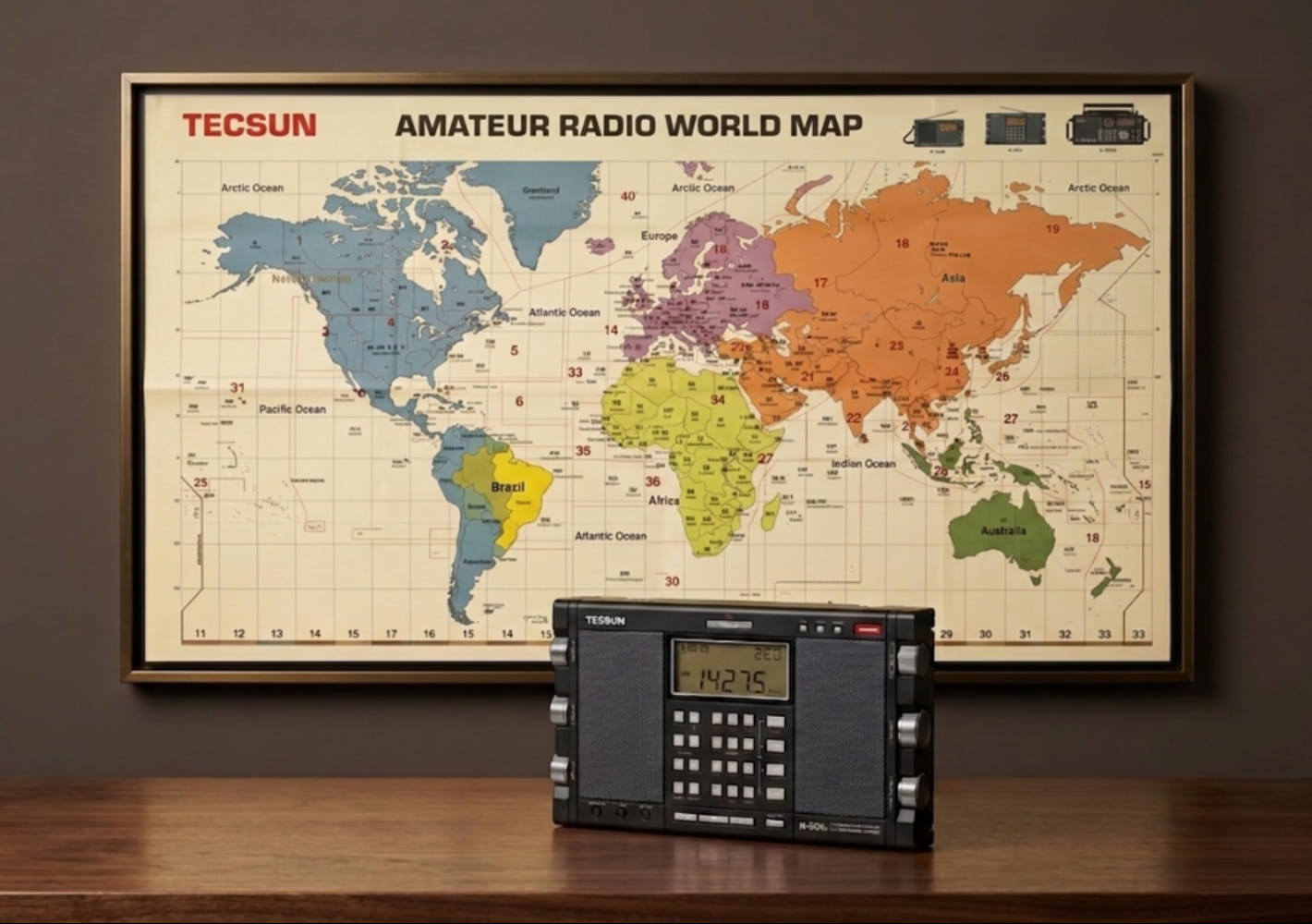 Внутренняя часть фирменной упаковки с комплектаций всеволнового радиоприёмника Tecsun H-501x